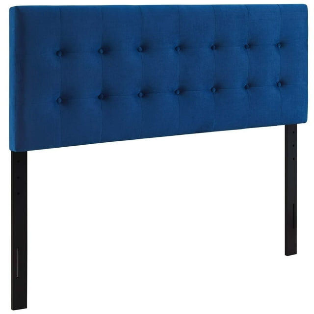 Modway Emily Tête de Lit Capitonnée en Velours de Performance Grand Lit, Bleu Marine