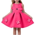 thumbnail image 3 of THDHVS Flower Girl Dress,3D Floral Sleeveless Tulle Tutu Princess Dress Casual Style for Girls Summer Party,Dresses for Girls Hot Pink 2-3 Years, 3 of 9