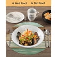 thumbnail image 3 of 15 Inch Round Placemats Set of 4, Teal Brown Non Slip Heat Insulation PP Table Mats, Farmhouse Rustic Wooden Plank Board Washable Place Mats for Kitchen Dining Party Table Decor, 3 of 7