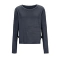 thumbnail image 4 of Craaazy Women's Quick Dry Side Twist Crop Top Long Sleeve Crewneck Yoga Workout Activewear Gifts, 4 of 7