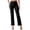 Black, variant on Women's Casual Straight Leg Pants - Elastic Waist with Button Pockets - Polyester Spandex - Versatile for Work/Casual - S-XXL Sizes