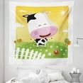 thumbnail image 1 of Cattle Tapestry, Happy Cartoon Cow at the Ranch Smiling in a Sunny Day Themed Graphic Sketch, Fabric Wall Hanging Decor for Bedroom Living Room Dorm, 5 Sizes, Multicolor, by Ambesonne, 1 of 1