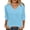 Blue, variant on Women's Scalloped Trim V Neck 3/4 Sleeve Pullover Tops Solid Casual Loose Fit T Shirts Soft Blouses for Spring Summer Black