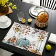 thumbnail image 4 of Fall Pumpkins with Leaves Summer Placemats Table Placemats Set Of 4-Linen Kitchen Washable Placemats Table Mats 12"x18" Non-Slip Heat Resistant, 4 of 6