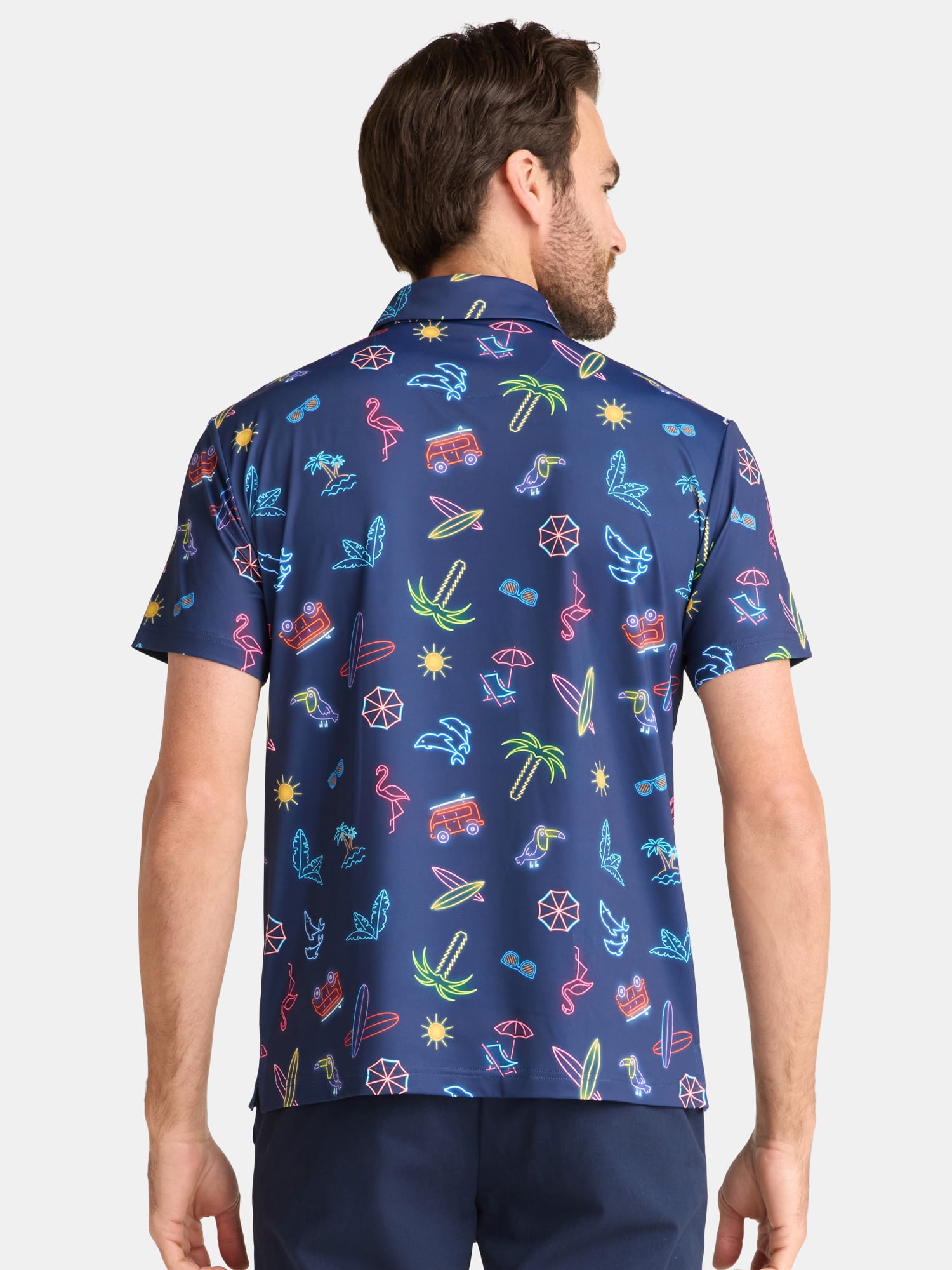 Birdie Bound Men's & Big Men's Novelty Print Golf Polo, Sizes S-5XL