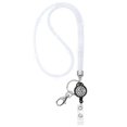 thumbnail image 1 of ID Card Lanyard, 32.9" Breakaway Safety Clasp Rhinestone Lanyards Crystal ID Card Holder (White, Retractable Badge), 1 of 7