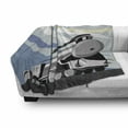 thumbnail image 3 of Train Soft Flannel Fleece Throw Blanket, Retro Style Illustration of Old Fashioned Vaporous Vaporous with Sun and Mountains, Cozy Plush for Indoor and Outdoor Use, 60" x 80", Multicolor, by Ambesonne, 3 of 6