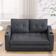 thumbnail image 2 of IbayNawi 3-in-1 Upholstered Futon Sofa Convertible Floor Sofa bed,Foldable Tufted Loveseat with Pull Out Sleeper Couch Bed W/Side Pockets for Living Room, Dark Gray, 2 of 9
