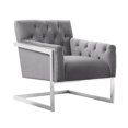 thumbnail image 1 of Armen Living Emily Velvet Accent Chair in Gray and Brushed Silver, 1 of 2