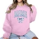 thumbnail image 5 of Penkiiy Mujeres de manga larga Mama Sweatshirts de cuello redondo Suéter suelto blusa ligera Tops M Rosa, 5 of 7