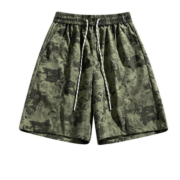 Runfenguu Swimsuit With Shorts, Work Out Shorts Gym For Men Men Casual Print Pocket Elastic Waist Straight Half Beach Shorts Pants Sport Pants Yoga Shorts