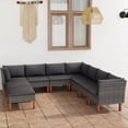 thumbnail image 1 of vidaXL 9 Piece Garden Lounge Set with Cushions Poly Rattan Grey, 1 of 4