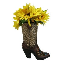 Rustic Western Colorful Aztec Mosaic Patterns Cowgirl Boot Vase Holder Figurine
