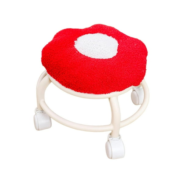 Asiento con ruedas bajas, polea, taburete, taburete para zapatos, asiento cómodo, pequeño y resistente. Rojo