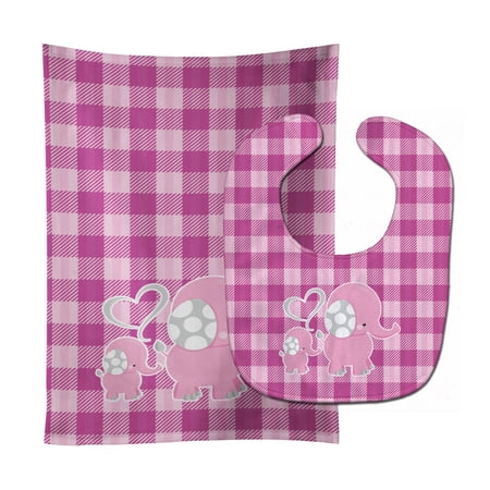 Elephant and Baby Baby Bib and Burp Cloth