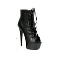 thumbnail image 2 of 609-REVERSE Womens 6 Heel Lace Up Side Zipper Peep Toe Ankle Bootie Black PU / 11, 2 of 3