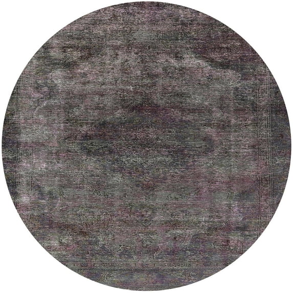 Ahgly Company Indoor Round Mid-Century Modern Charcoal Gray Oriental Area Rugs, 8' Round