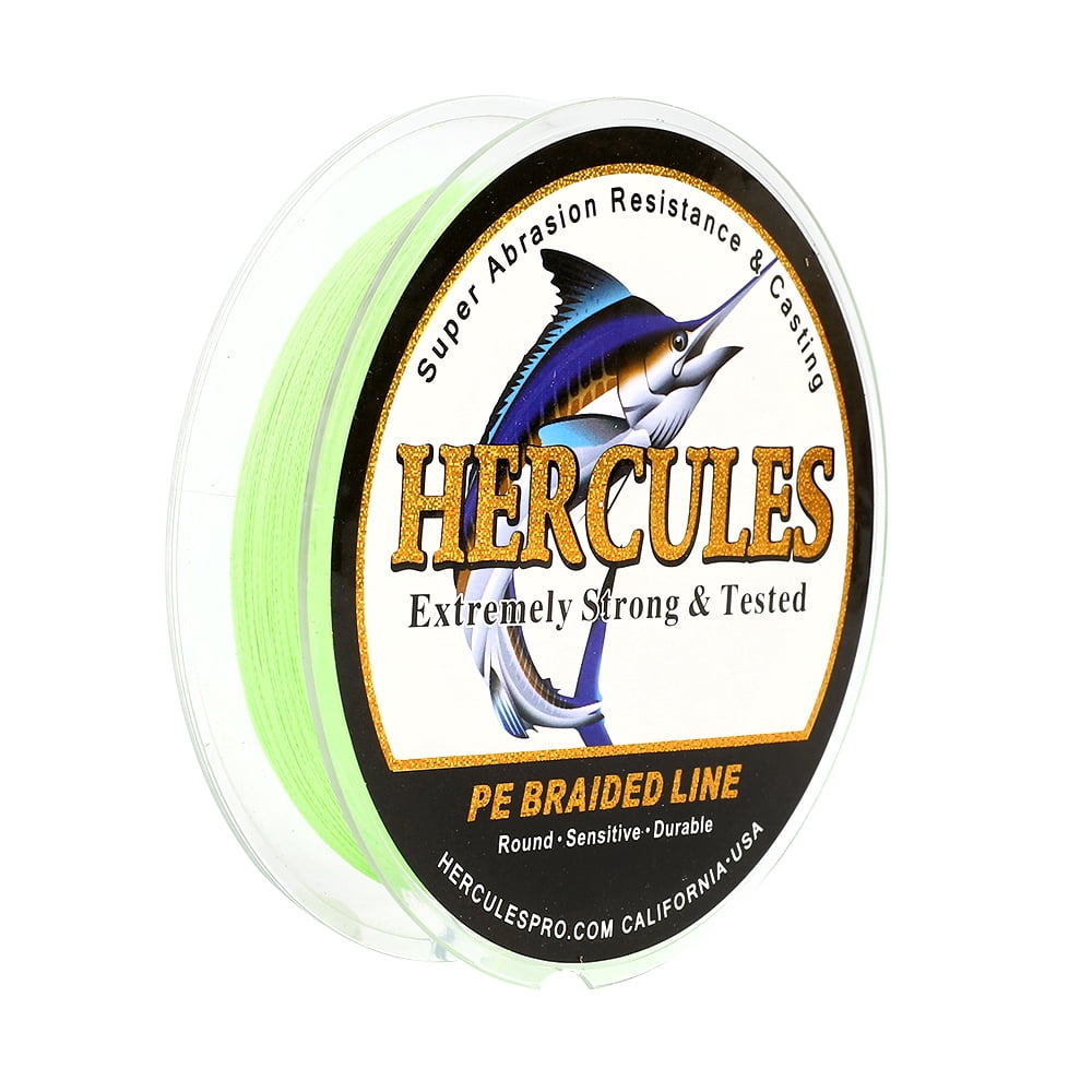 HERCULES Super Strong 1000M 1094 Yards Braided Fishing Line 6 LB Test for Saltwater Freshwater PE Braid Fish Lines 4 Strands - Fluorescent Green, 6LB (2.7KG), 0.08MM
