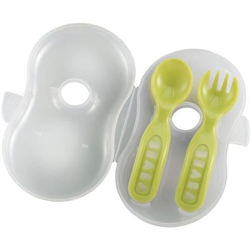 Beaba 2nd Stage Soft Cutlery Spoon And Fork Set - Green