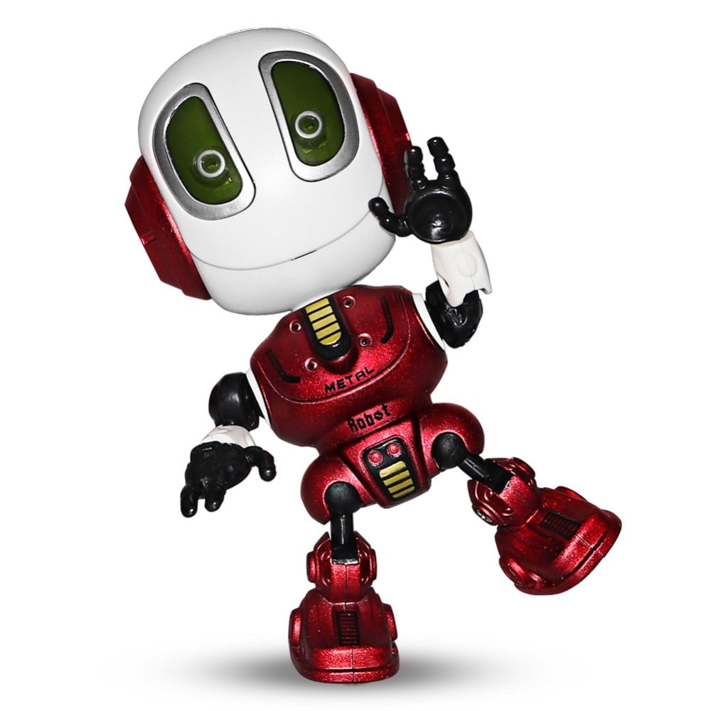 Metal Robot Kit with Sound & Touch Sensitive Led Eyes Flexible Body Mini Robot Talking Toys Rechargeable Talking Robots Toys for Kids Red Girls. Interactive Educational Gift Toys for Boys 