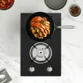 thumbnail image 3 of 2 Burner Modern Gas Cooktop Gas Stove Top with 2 Burner Black 20.47*12.6 in, 3 of 18