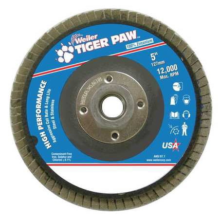 Abrasive Flap Disc,Coarse,5in.,Phenolic WEILER 51155