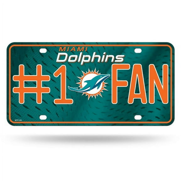Dolphins #1 Fan Metal License Plate, Licensed by Rico