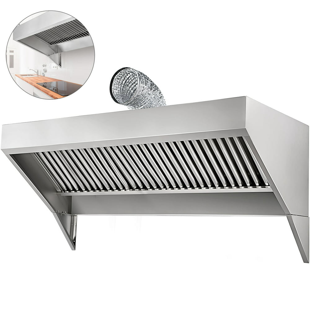 VEVOR Concession Hood Exhaust, 7ft Long Food Truck Hood Exhaust, 7-ft X 30 Inch Stainless Steel Hood Vent