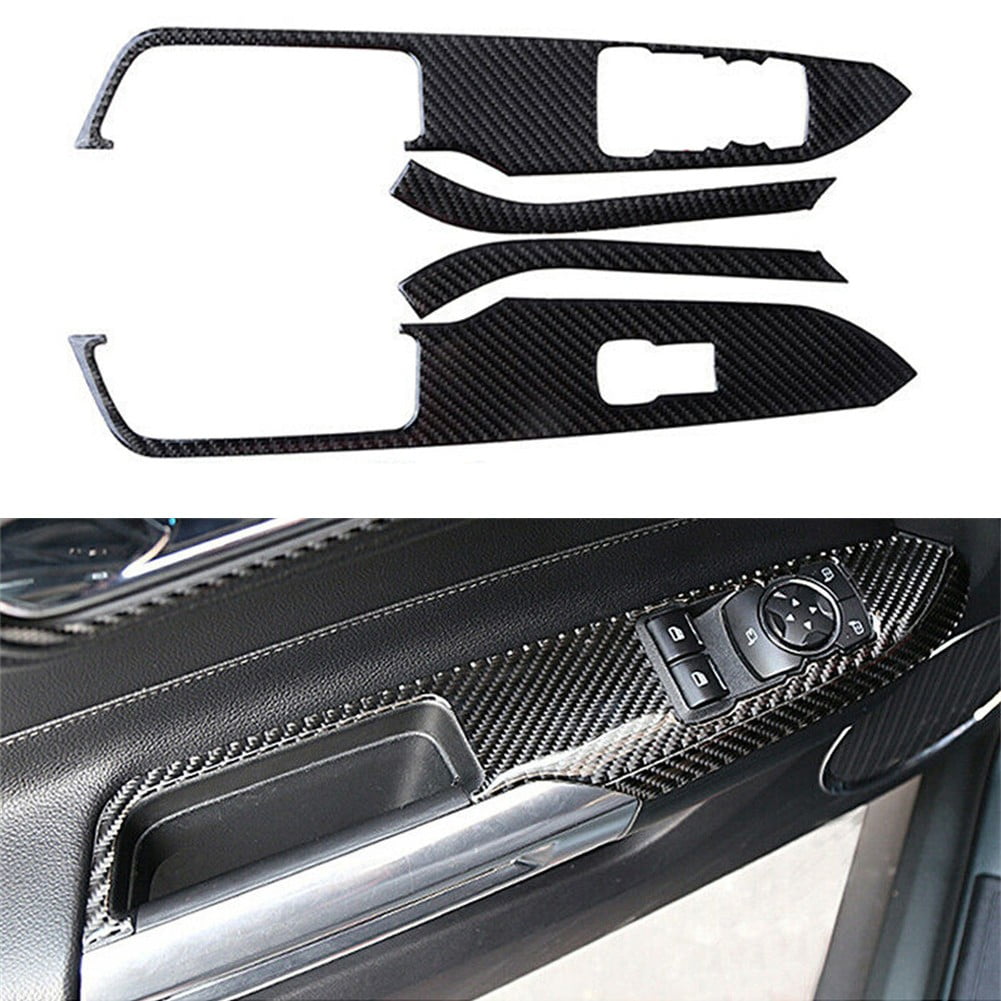 4Pcs Carbon Fiber Interior Steering Wheel Trim Cover For Ford Mustang 2015-2019