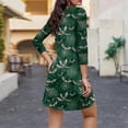 thumbnail image 3 of WTOBBY Women's Halloween Printed Fashionable V-Neck Button 3/4 Sleeve Pocket Dress - Spooky and Chic Dress with V-Neck Design, Ideal for Halloween Parties,Dark Green XL, 3 of 6