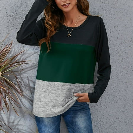Pull col rond manches longues vert femme
