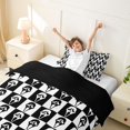 thumbnail image 4 of Homewish Ghost Face Checkered Twin Duvet Cover, Halloween Spooky Grid Twin Bedding, Black White, Black Reversible 2 Pieces, 1 Duvet Cover and 1 Pillowcase, 4 of 7