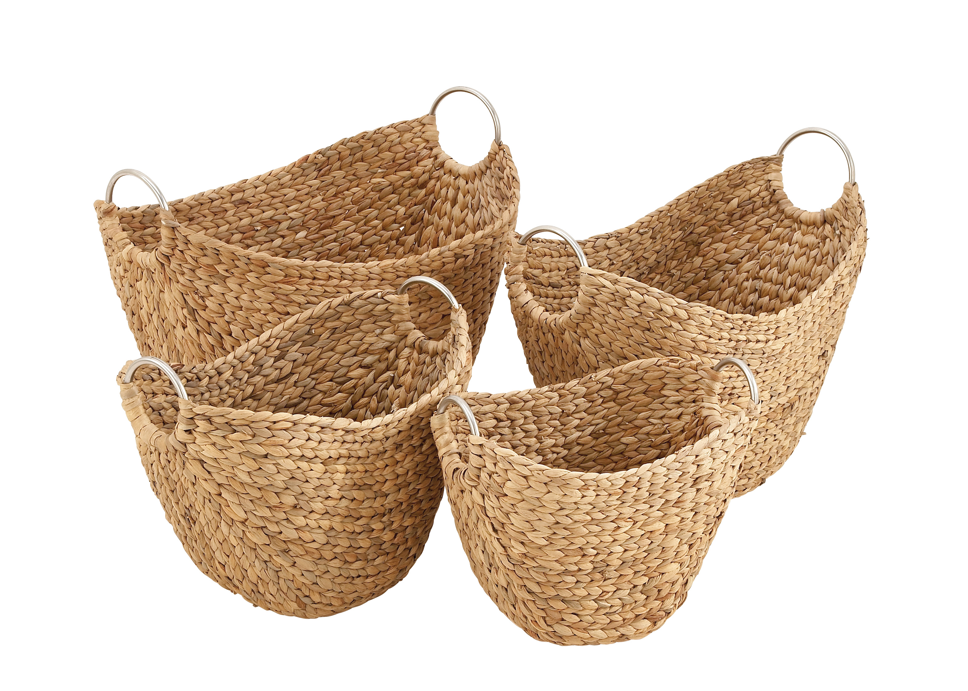 Decmode Coastal 21, 19, 16, and 14 Inch Dried Plant Wicker Baskets with