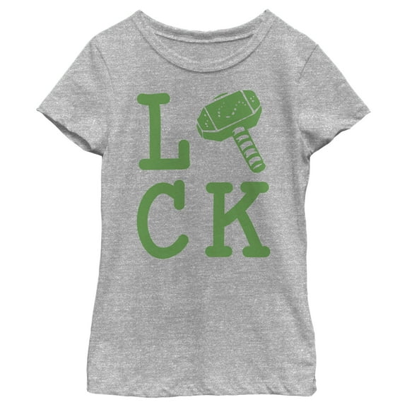 Girl's Marvel St. Patrick's Day Thor Luck  Graphic Tee Athletic Heather X Small
