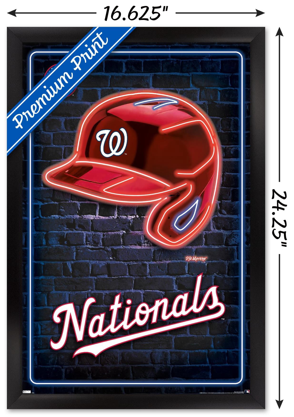 MLB Washington Nationals - Neon Helmet 23 Wall Poster, 14.725" x 22.375" Framed