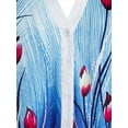 thumbnail image 3 of Camiseta de impresión floral de media botón de tamaño Rosegal Camisetas tallas grandes, 3 of 5