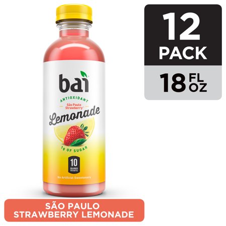 Bai Flavored Water, São Paulo Strawberry Lemonade, Antioxidant Infused Drinks, 18 Fluid Ounce