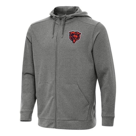 Men's Antigua Heather Black Chicago Bears Effortless Full-Zip Hoodie