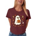 thumbnail image 6 of mgoYE Halloween Tshirts for Women Fall Shirts for Women Halloween Pumpkin Graphic Front Back Printing Tops Shirts Woman Shirts(Wine,L), 6 of 7