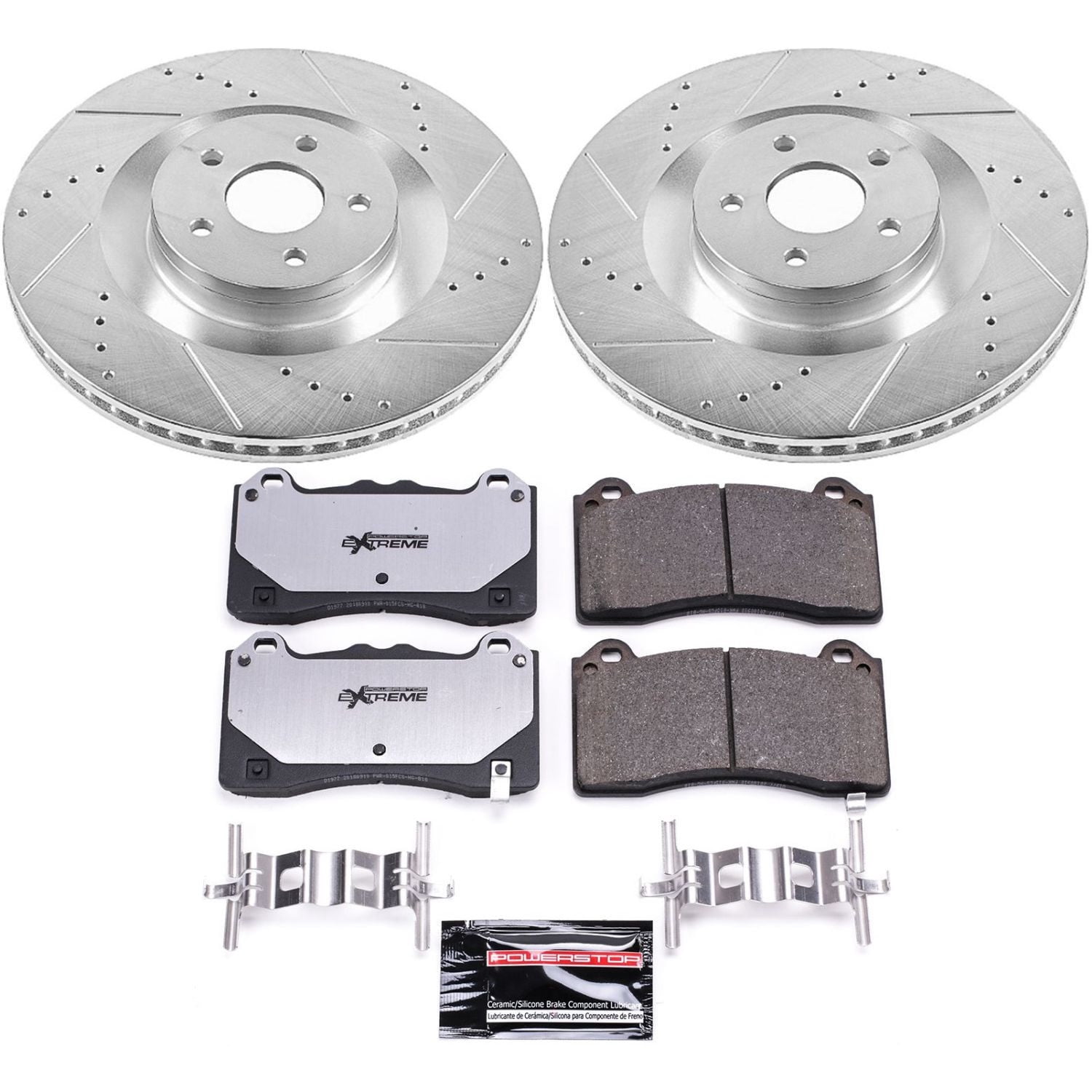 PowerStop Front Z26 Street Warrior Carbon-Fiber Ceramic Brake Pad and Drilled and Slotted Rotor Kit Fits: FORD Select Models K7318-26