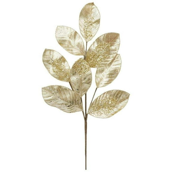 27" Metallic Magnolia Leaf Spray: Gold