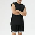 thumbnail image 4 of BADHUB Men's Hooded Tank Tops Solid Color Workout Training Sleeveless Hoodie Shirt Summer Savings Black M, 4 of 5