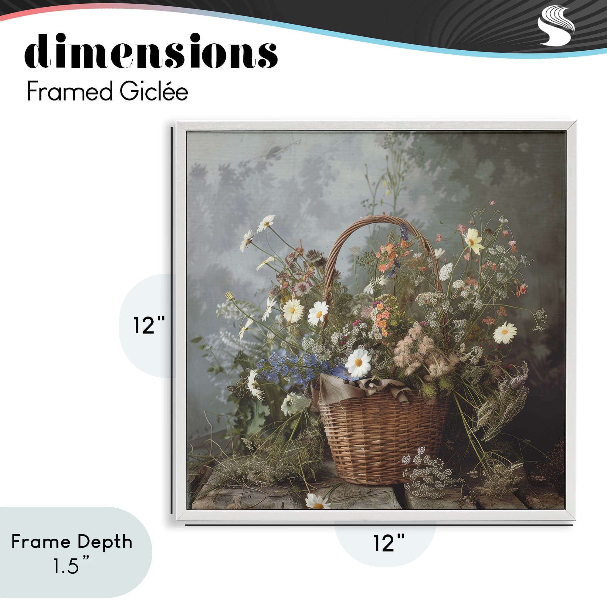 Stupell Industries Floral Basket Still Life White Framed Giclee Art, design by Lazar Studio