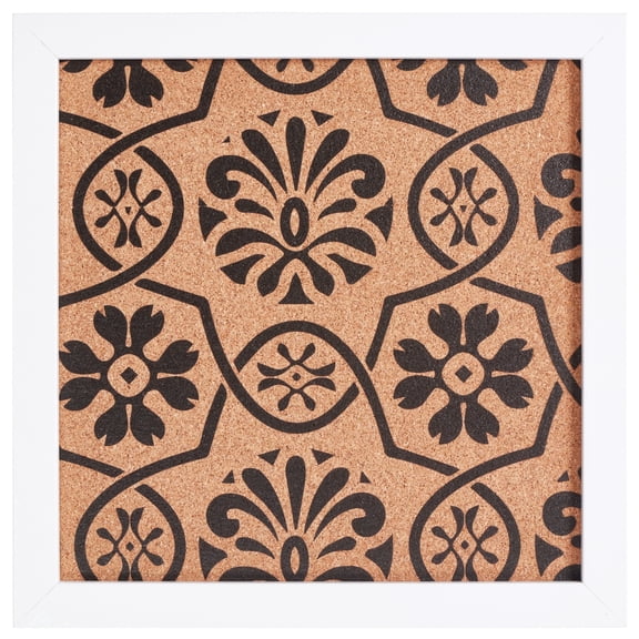 Craig Frames Decorative Cork Bulletin Board, 12x12 Inch, White Frame with Floral Pattern