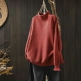 thumbnail image 2 of Red Vintage Crewneck Sweater Women Oversized Knit Pullover Casual High Neck Winter Warm Tops, 2 of 10