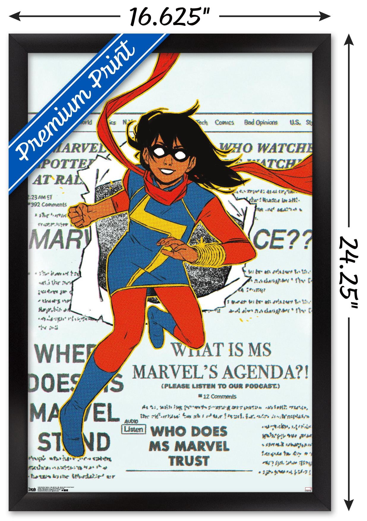 Marvel Comics - Ms. Marvel - Ms. Marvel #25 Variant Cover Wall Poster, 14.725" x 22.375" Framed