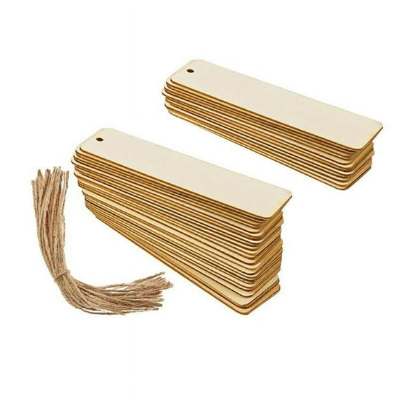 36Pcs Blank Wood Bookmarks DIY Wooden Pieces Thin Tags Ornaments Card Making