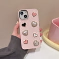thumbnail image 2 of 3D Love Heart Love pearl Case For Iphone 15 14 13 12 11 Pro Max For iphone xs max  Case  Multicolour Shockproof phone Case, 2 of 6