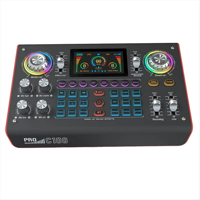 Tarjeta de Sonido Externa MultifuncióN de Doble Canal C100Pro para Juegos en , Karaoke, TransmisióN Multimedia, Juegos y PC con Bluetooth A