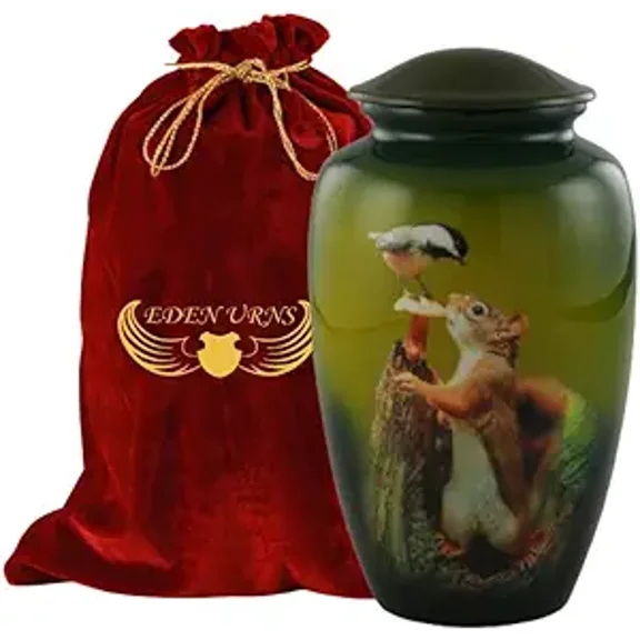 EDEN URNS Squirrel Cremation Urns for Human Ashes Adult for Funeral | Urns for Adult Ashes Burial Large Urns to Honor Your Loved Ones (Aluminum)…